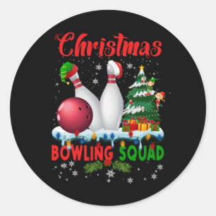 Sticker Rond Équipe de bowling de Noël Dabbing Père Noël drôle