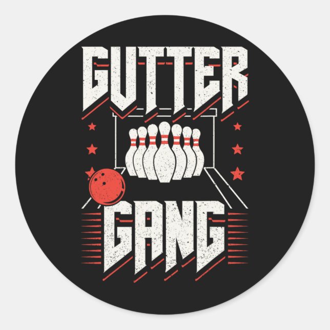 Sticker Rond Équipe de bowling pins grève Gutter Gang (Devant)