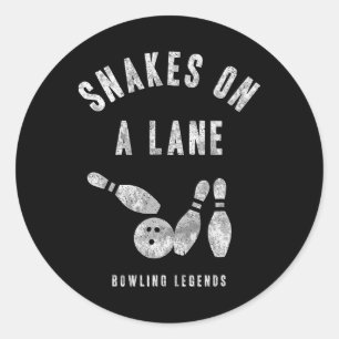 Sticker Rond Équipe De Bowling Serpents De Chemise Sur Une Voie