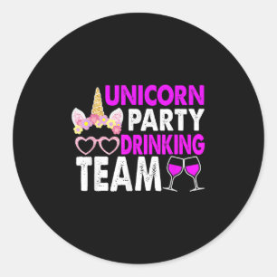 Sticker Rond Équipe de buveurs de licorne pour mariage de noces
