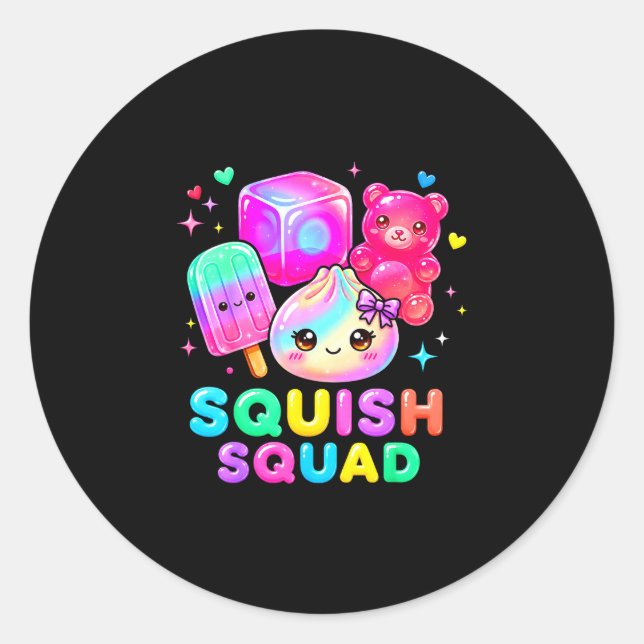 Sticker Rond Équipe de calmars dumpling kawaii pastel anime ann (Devant)