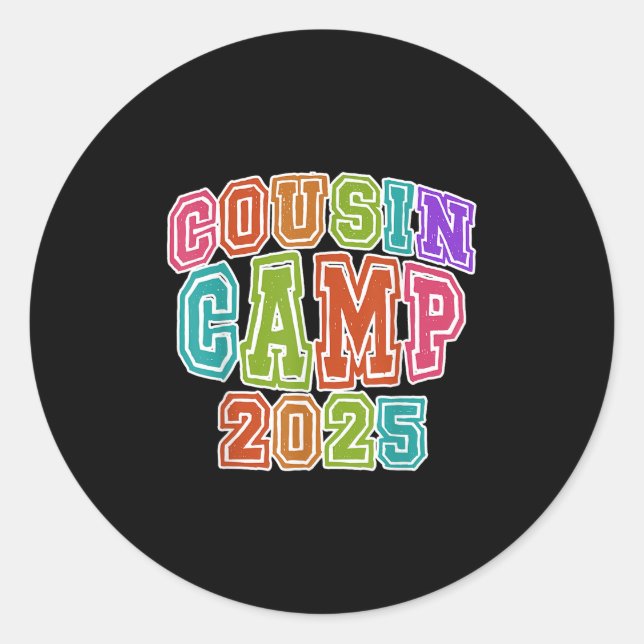 Sticker Rond Équipe de camping Cousin 2025 Pause printemps Voya (Devant)
