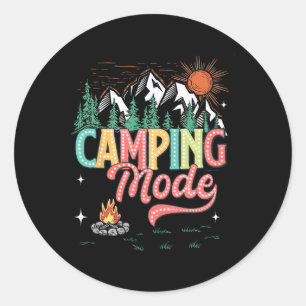 Sticker Rond Équipe de camping familiale rétro Ét 2025 campeur 