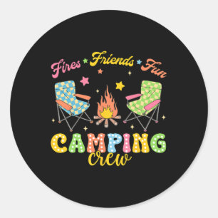 Sticker Rond Équipe de camping Famille Amis Filles Enfants Ambi