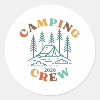 Sticker Rond Équipe de camping personnalisée