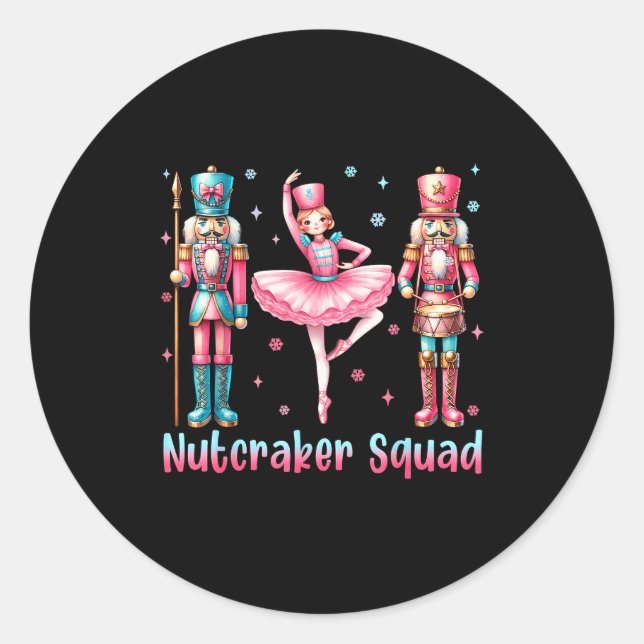 Sticker Rond Équipe de Casse-Noisette Ballet Danse Joyeux Noël  (Devant)