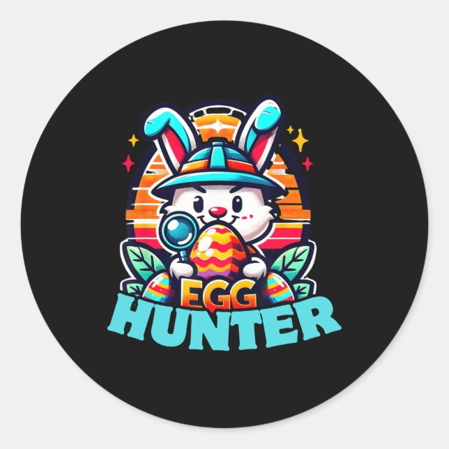 Sticker Rond Équipe de chasse aux oeufs Graphique Chasse aux oe (Devant)