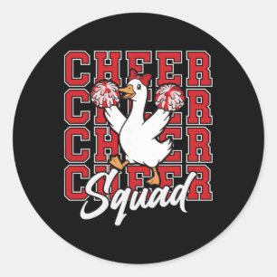 Sticker Rond Équipe de cheer drôle d'oie rouge coquette bow spo