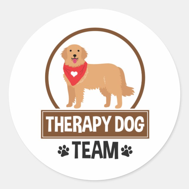 Sticker Rond Équipe de chien thérapeutique (Devant)