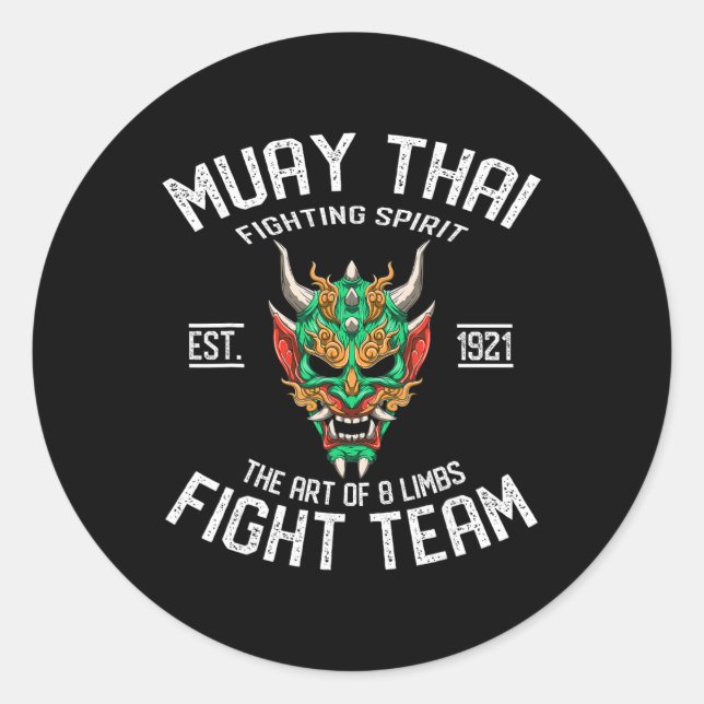 Sticker Rond Équipe de combat Muay Thai Oni - Kickboxing  (Devant)