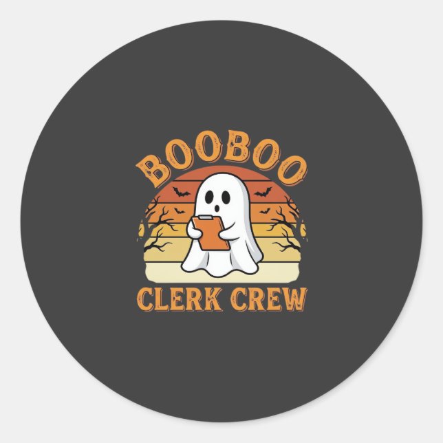 Sticker Rond Équipe de commis Booboo Création de fantôme Hallow (Devant)