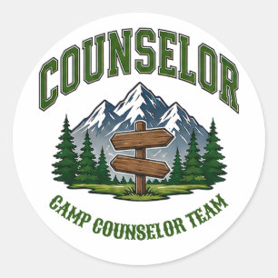 Sticker Rond 🌲 Équipe de Conseillers de Camp Typographie 👕