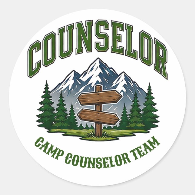 Sticker Rond 🌲 Équipe de Conseillers de Camp Typographie 👕 (Devant)