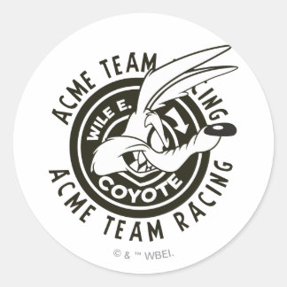 STICKER ROND ÉQUIPE DE COURSE WILE E. COYOTE™ ACME N/B