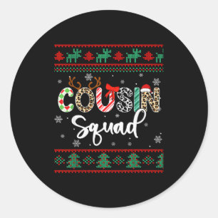 Sticker Rond Équipe de cousins drôle de Noël en famille assorti