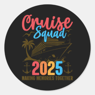Sticker Rond Équipe de croisière 2025 Été Vacances Famille Grou