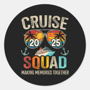 Sticker Rond Équipe de croisière 2025 Famille Vacances Groupe S