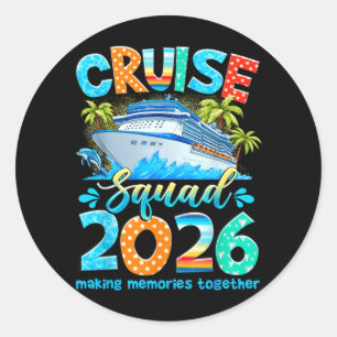 Sticker Rond Équipe de croisière 2026 Vacances d'été en famille