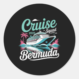 Sticker Rond Équipe de croisière aux Bermudes 2025 Vacances d'é