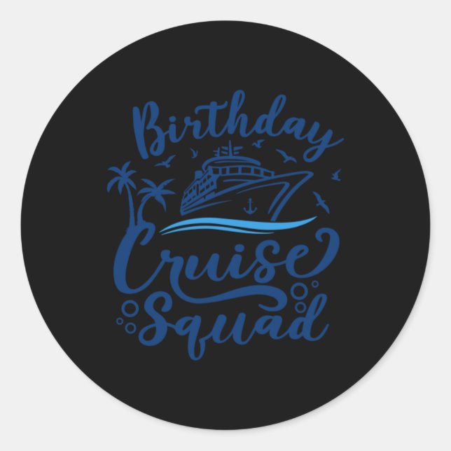 Sticker Rond Équipe de croisière d'anniversaire (Devant)