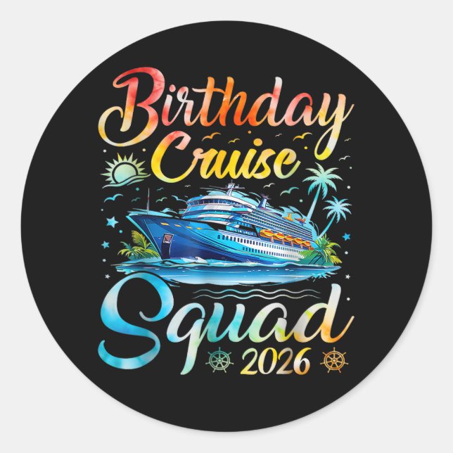 Sticker Rond Équipe de croisière d'anniversaire 2026 (Devant)