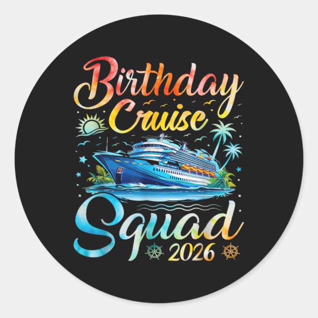 Sticker Rond Équipe de croisière d'anniversaire 2026 Croisière  (Devant)