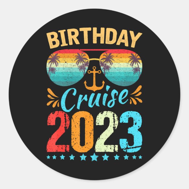 Sticker Rond Équipe de croisière d'anniversaire Équipe de crois (Devant)