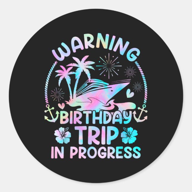 Sticker Rond Équipe de croisière d'anniversaire Rassembler des  (Devant)