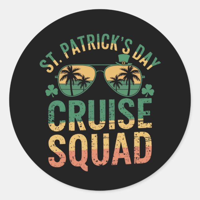 Sticker Rond Équipe de croisière de la Saint-Patrick drôle de f (Devant)
