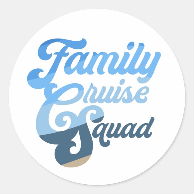 Sticker Rond Équipe de croisière en famille (Devant)