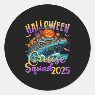 Sticker Rond Équipe de croisière Halloween 2025 Vacances Fami c
