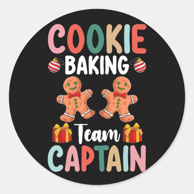 Sticker Rond Équipe de cuisson des cookies Capitaine Famille No (Devant)