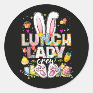 Sticker Rond Équipe de dame de déjeuner Funny Bunny