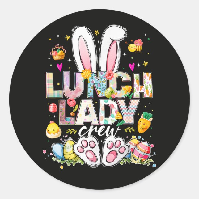 Sticker Rond Équipe de dame de déjeuner Funny Bunny (Devant)