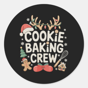 Sticker Rond Équipe de fabrication de biscuits Renne Cerfs Bisc