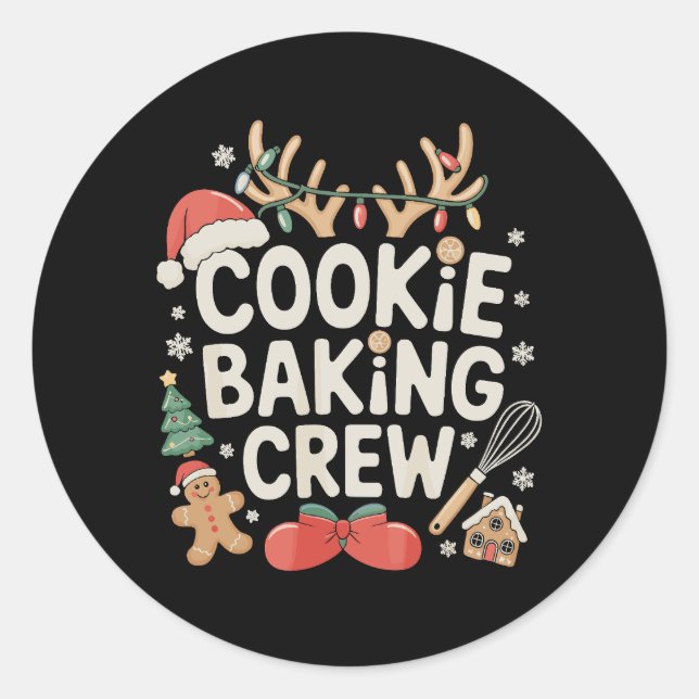 Sticker Rond Équipe de fabrication de biscuits Renne Cerfs Bisc (Devant)