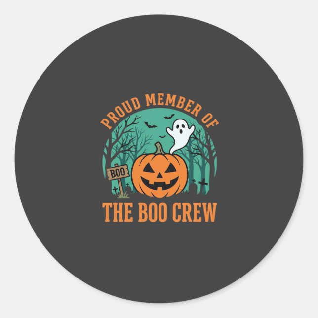 Sticker Rond Équipe de fantômes de design de citrouille Hallowe (Devant)