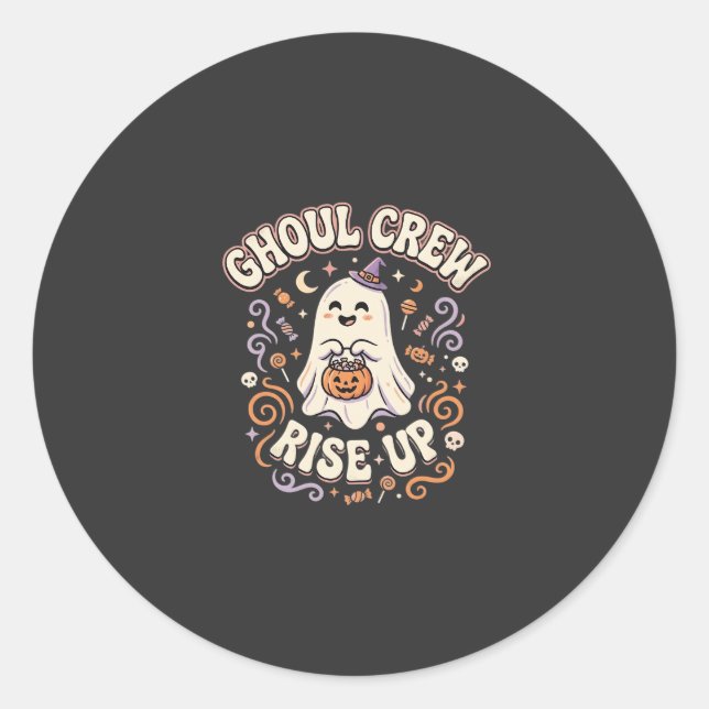 Sticker Rond Équipe de fantômes et de goules d'Halloween (Devant)