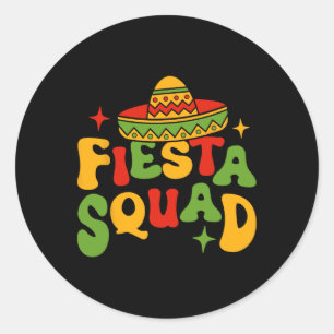 Sticker Rond Équipe de fête Cinco De Mayo Sombrero Famille Asso