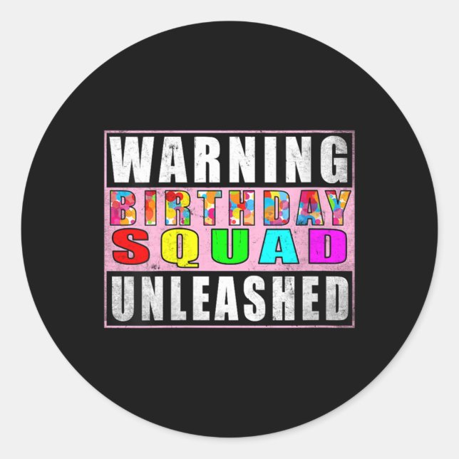 Sticker Rond Équipe de fête d'anniversaire de femmes averties D (Devant)