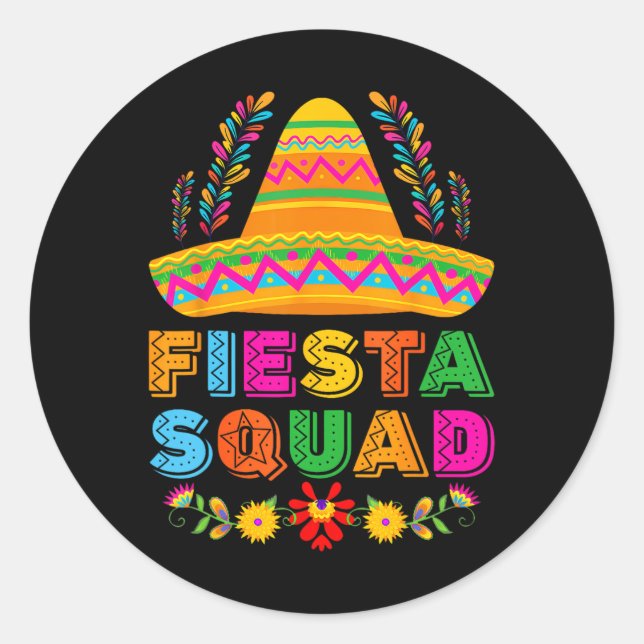 Sticker Rond Équipe de Fiesta Tacos Parti mexicain Fiesta Squad (Devant)
