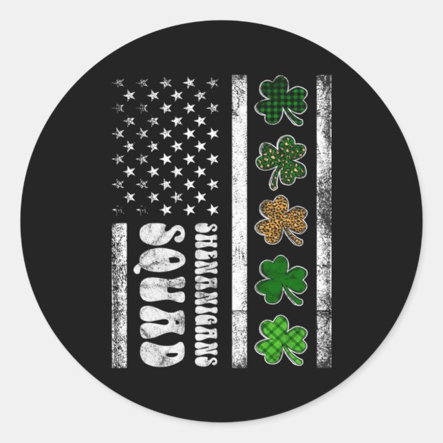 Sticker Rond Équipe de frasques de la Saint-Patrick Drapeau amé (Devant)