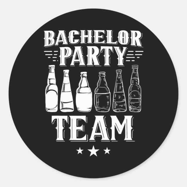 Sticker Rond Équipe de garçon de bachelor marié mariée 1  (Devant)
