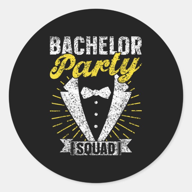 Sticker Rond Équipe de garçons d'honneur de l'équipe de mariée  (Devant)