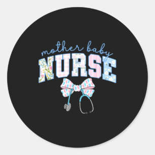 Sticker Rond Équipe de garde d'enfants Mère Bébé Infirmière Coq