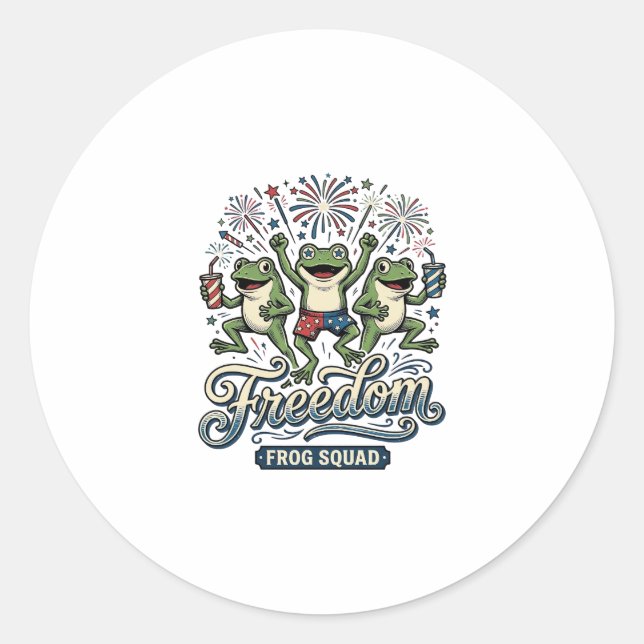 Sticker Rond Équipe de grenouille de liberté Conception de chem (Devant)