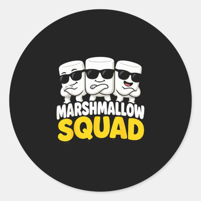 Sticker Rond Équipe de guimauve feu de camp s'mores  (Devant)
