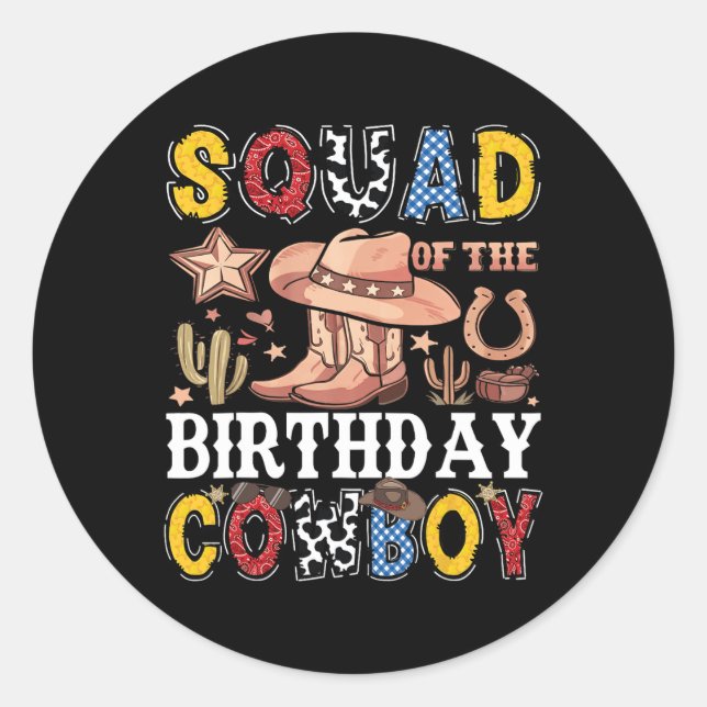 Sticker Rond Équipe De La Cowboy Western Rodeo Squad Anniversai (Devant)