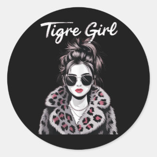 Sticker Rond Équipe de la Fille de Tigre