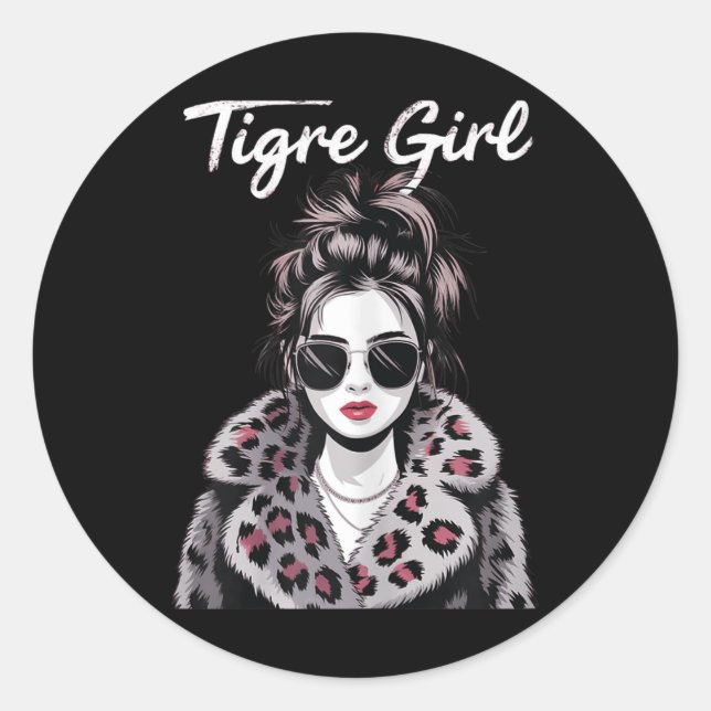 Sticker Rond Équipe de la Fille de Tigre (Devant)